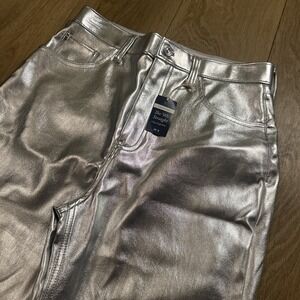 New Abercrombie Fitch Pants 8/29 Silver Metallic 90s Straight Ultra High Rise
